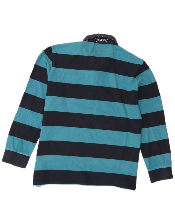 Crew Clothing Polo de rugby à manches longues pour homme 2XL en coton rayé bleu