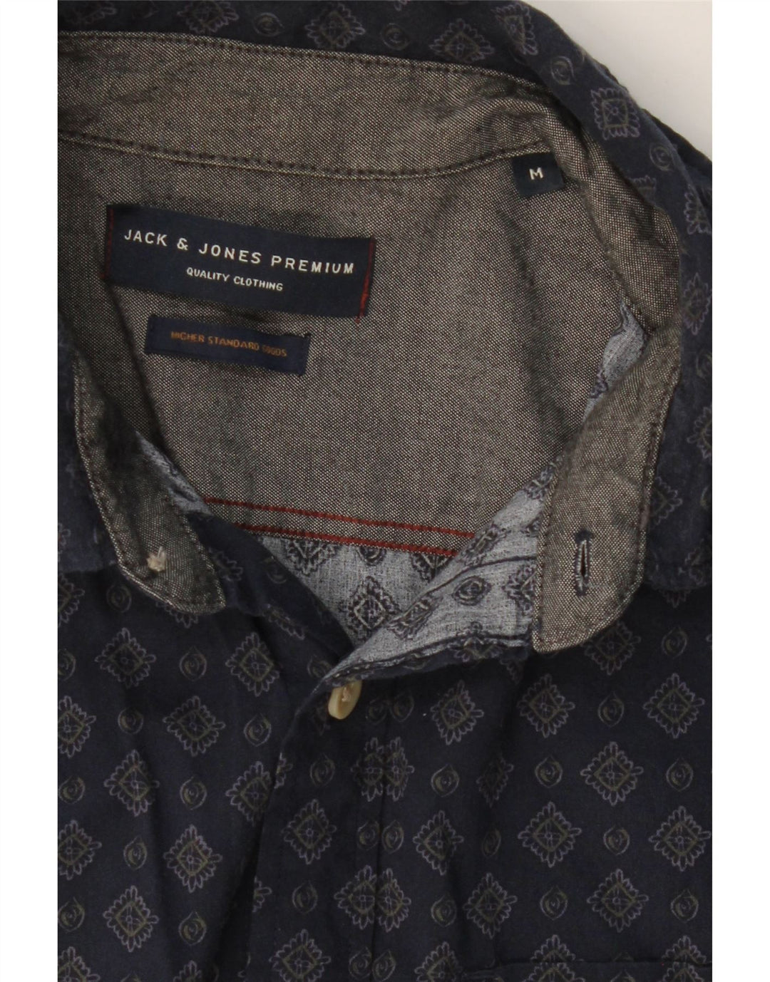 JACK & JONES Mens Shirt Medium Navy Blue Argyle/Diamond Cotton Vintage Jack & Jones and Second-Hand Jack & Jones from Messina Hembry 