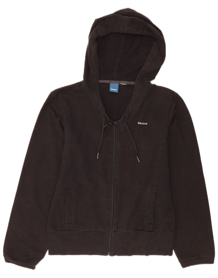 Reebok Womens Zip Hoodie Sweater UK 12 Medium Black