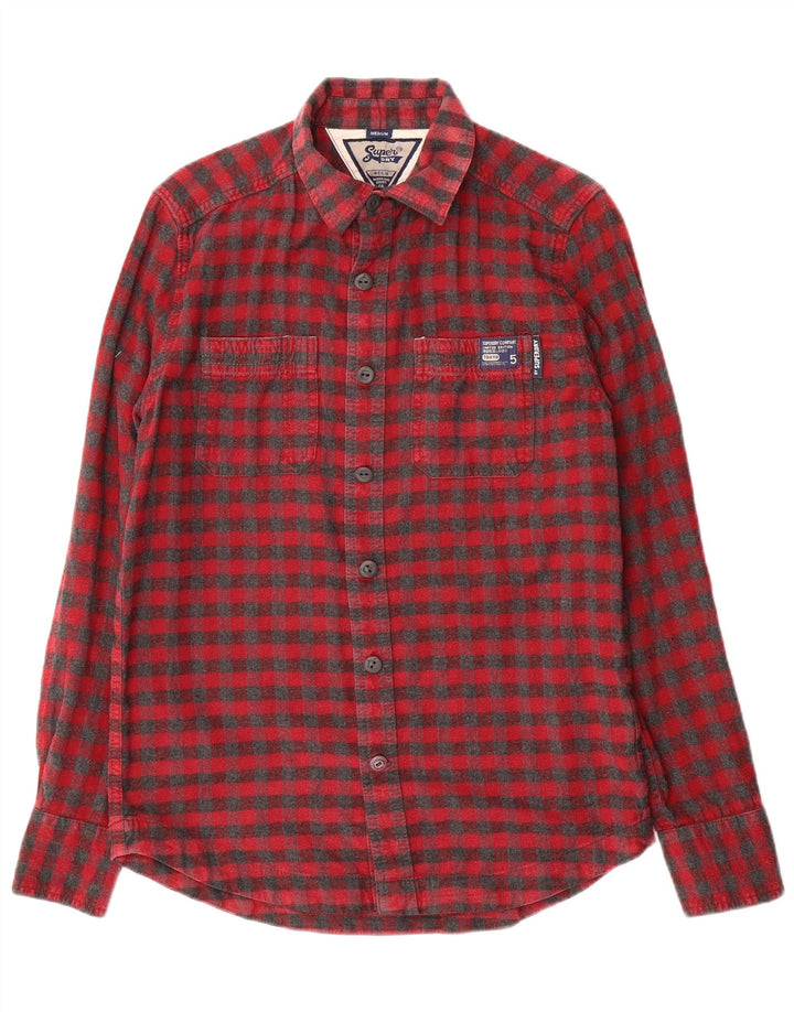 Męska koszula flanelowa Superdry, bawełniana w kratkę, w kolorze średniej czerwieni