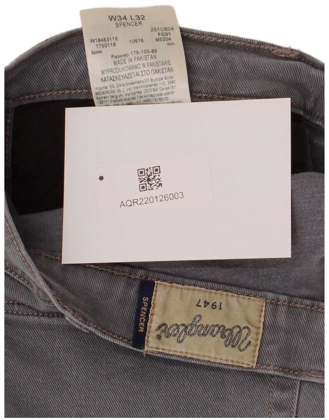 Wrangler Mens Spencer Straight Jeans W34 L32 Grey Cotton