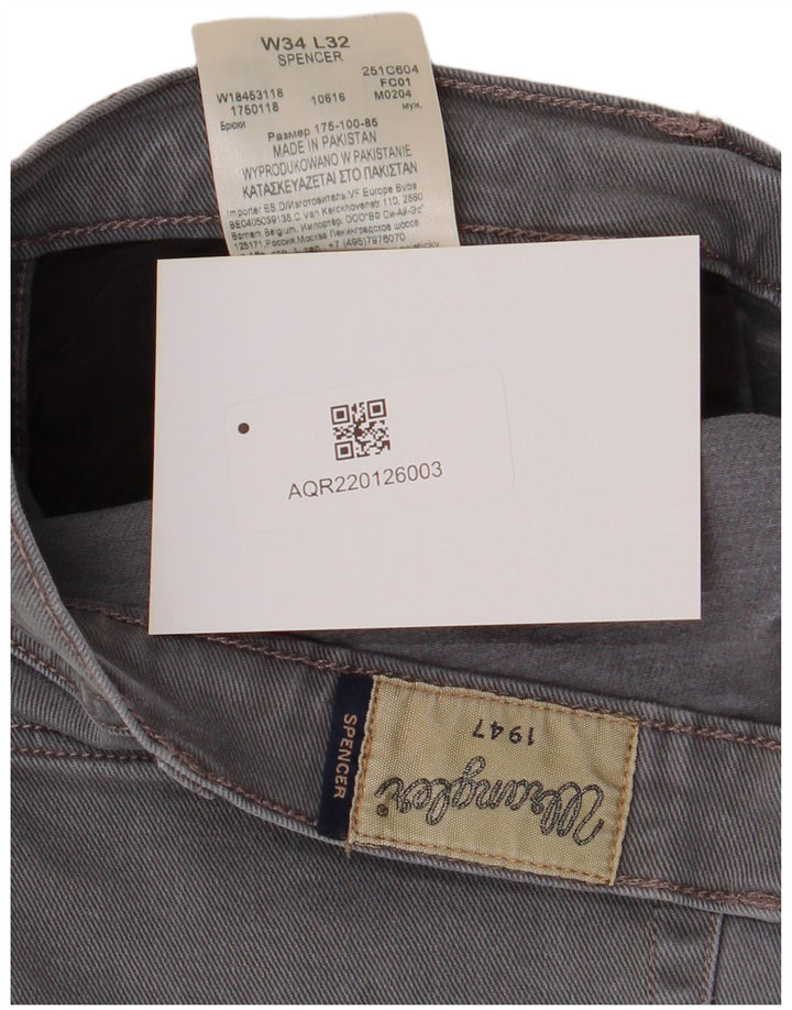 Wrangler Mens Spencer Straight Jeans W34 L32 Grey Cotton