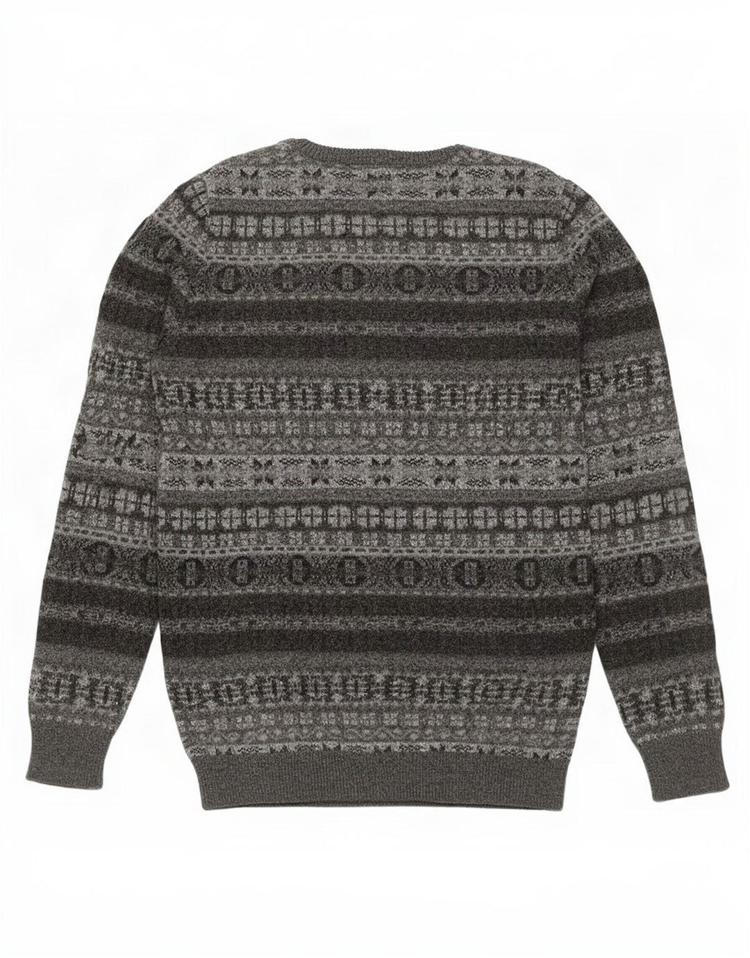 Marlboro Classics Mens Crew Neck Jumper Sweater 2XL Grey Fair Isle Wool