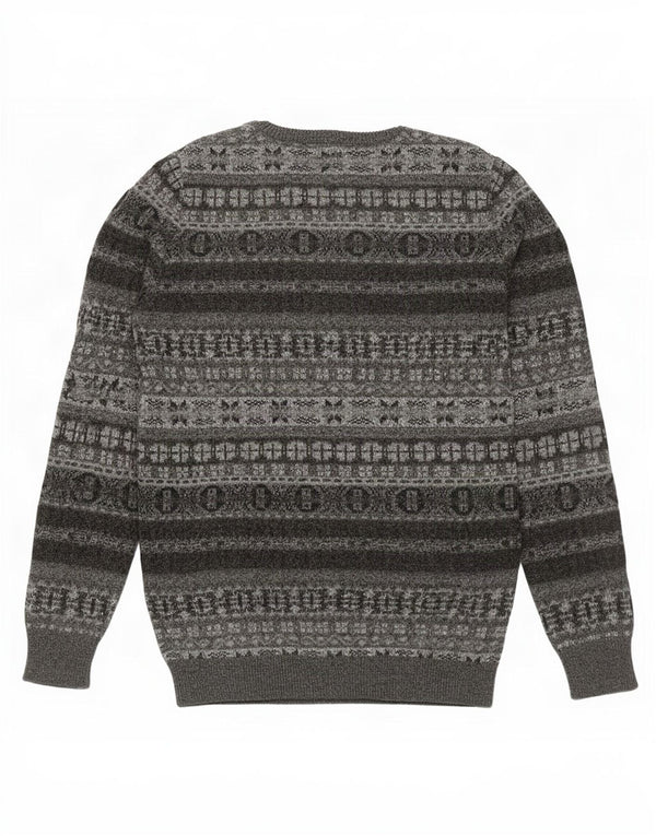 Maglione maglione girocollo da uomo Marlboro Classics 2XL lana Fair Isle grigia