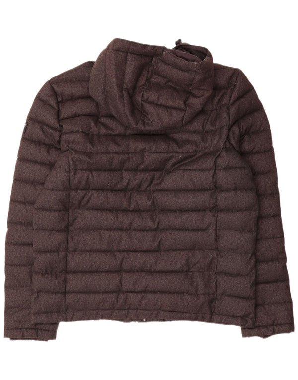 Superdry Mens Hooded Padded Jacket UK 46 3XL Grey Polyester