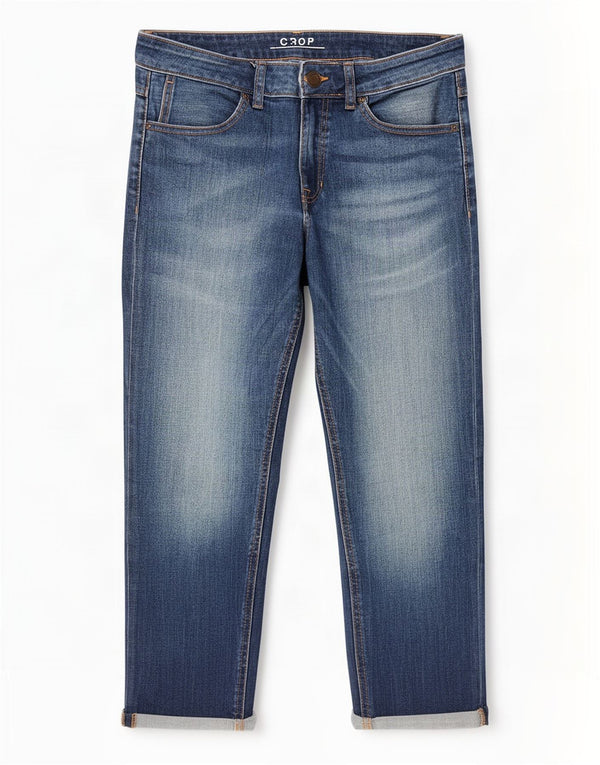 Marks & Spencer Damen-Cropped-Jeans, UK 10, Größe S, W30, L29, Blau, Baumwolle