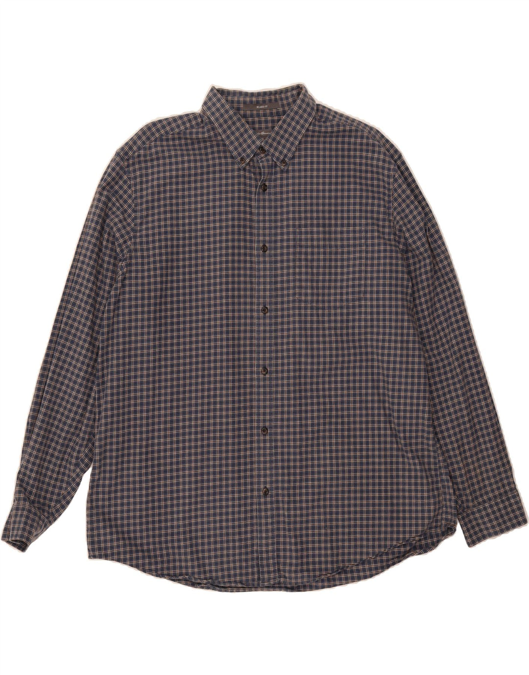 EDDIE BAUER Mens Relaxed Fit Shirt XL Blue Check Cotton Vintage Eddie Bauer and Second-Hand Eddie Bauer from Messina Hembry 