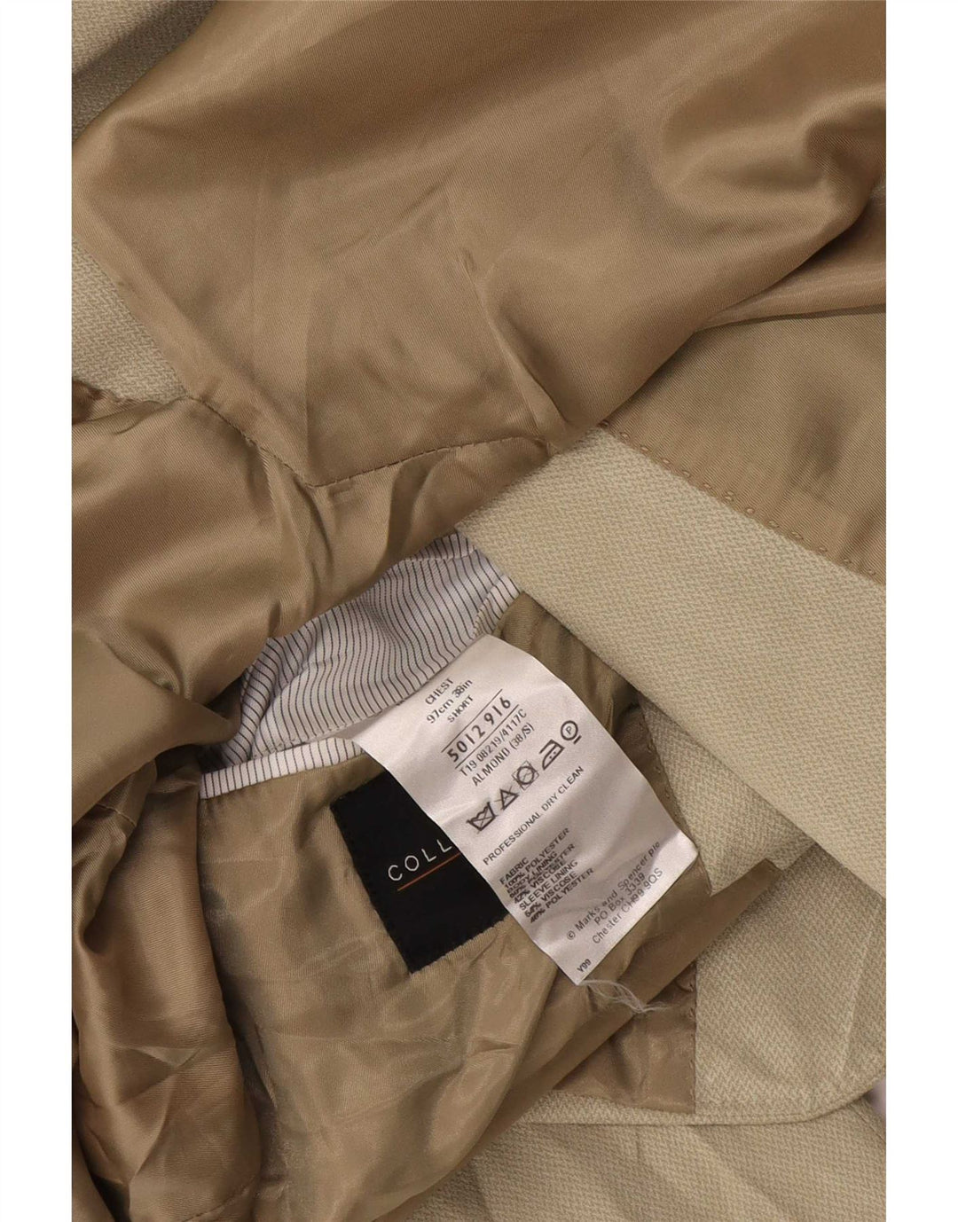 Jaqueta blazer masculina Marks & Spencer curta de 2 botões Reino Unido 38 médio bege