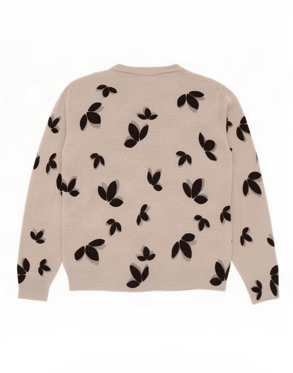 Marks & Spencer Womens Crew Neck Jumper Sweater UK 14 Large Grey Floral