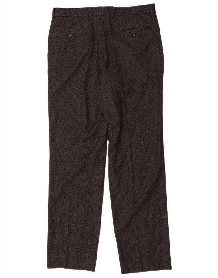 Marks & Spencer Mens Straight Suit Trousers W34 L32 Grey Wool