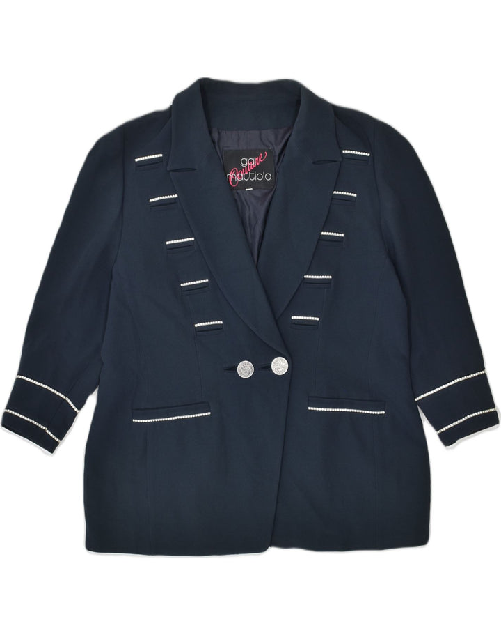 GAI MATTIOLO Womens Double Breasted Blazer Jacket IT 54 3XL Navy Blue | Vintage Gai Mattiolo | Thrift | Second-Hand Gai Mattiolo | Used Clothing | Messina Hembry 