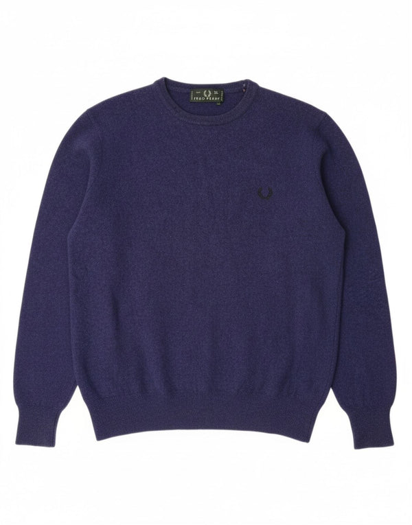 FRED PERRY Womens Crew Neck Jumper Sweater UK 18 XL Navy Blue