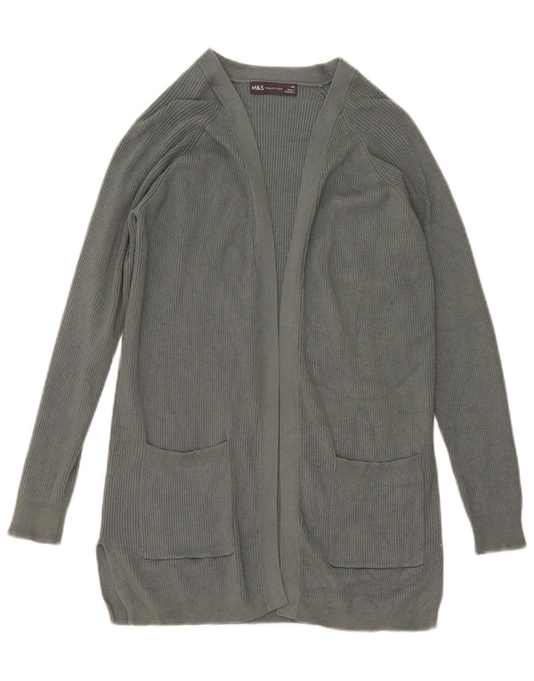 Maglione cardigan aperto lungo da donna Marks & Spencer UK 6 XS verde viscosa