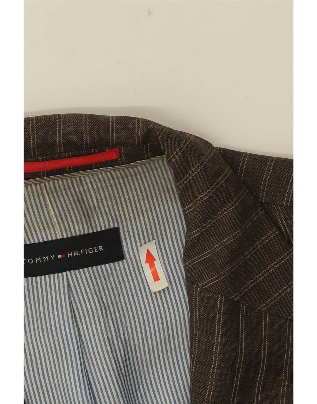 Giacca blazer a 2 bottoni da uomo Tommy Hilfiger IT 52 XL viscosa a righe marrone