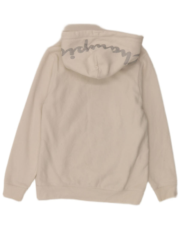 Champion Womens Loose Fit Graphic Hoodie Jumper UK 4 XS White Cotton