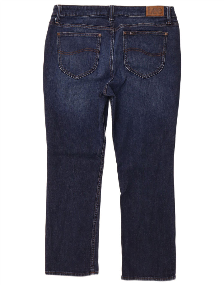 LEE Womens Crop Mid Rise Straight Jeans W32 L25 Navy Blue