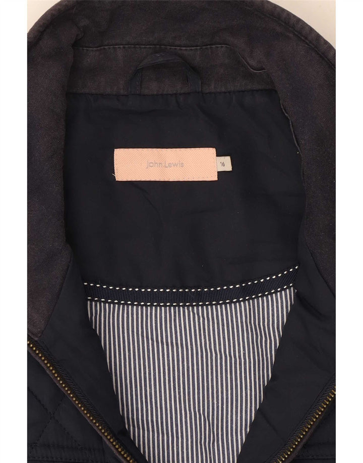 John Lewis Dame Quilted Gilet UK 16 Large Navy Blue Polyester