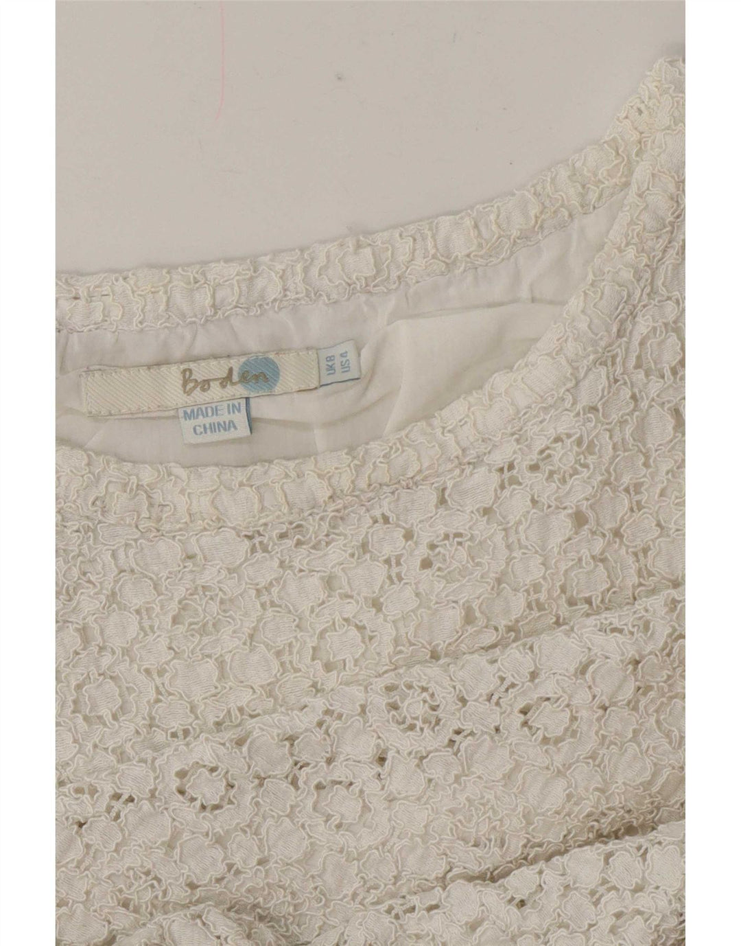 Boden Dame Crop Blondebluse Top UK 8 Small White