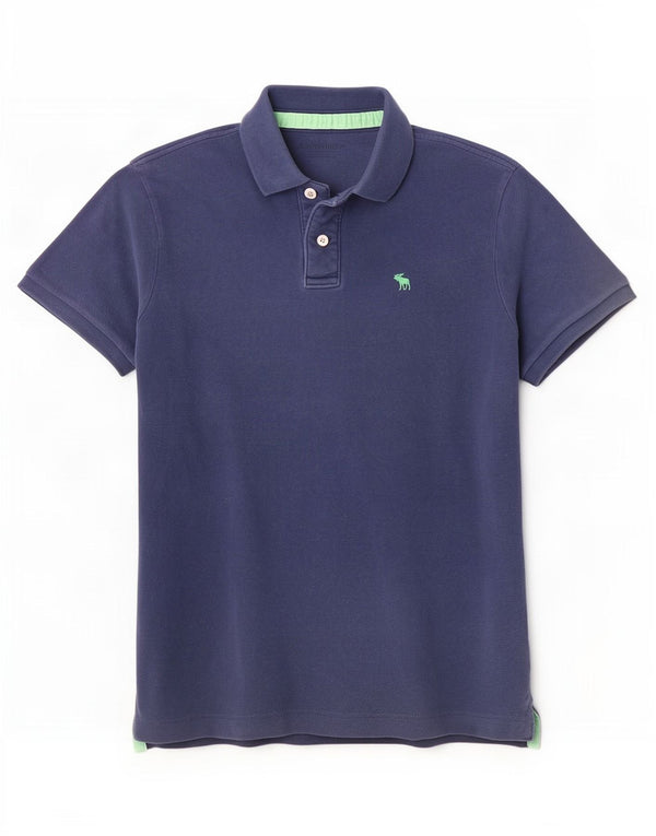 Abercrombie & Fitch Mens Muscle Polo Shirt Large Navy Blue Cotton