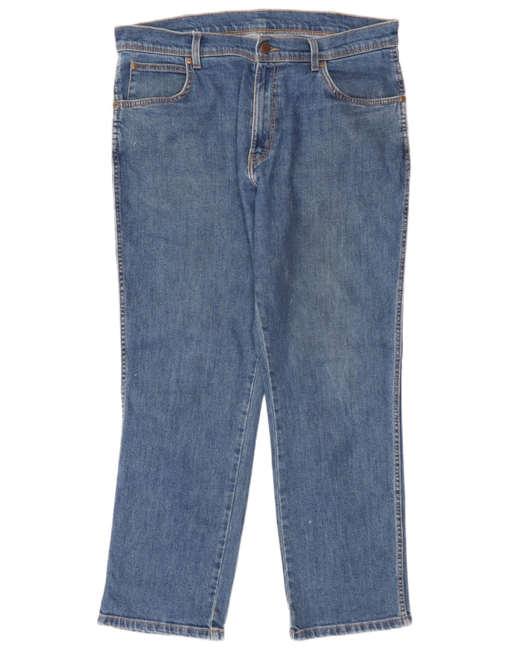 Wrangler Mens Regular Fit Straight Jeans W36 L30 Blue Cotton
