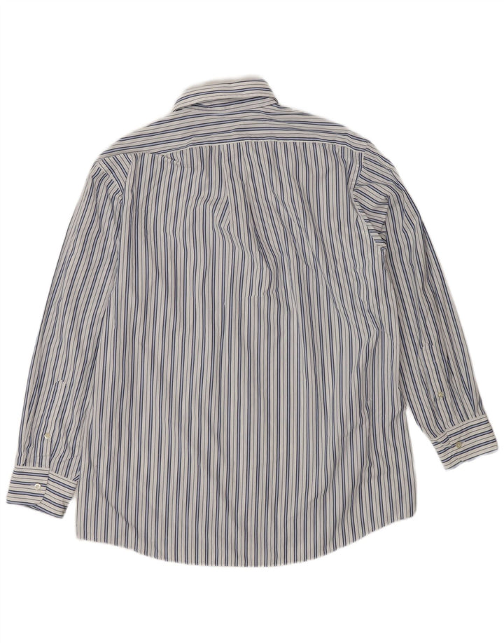 Chaps Mens Classic Fit Shirt Size 16 Large White Striped Cotton