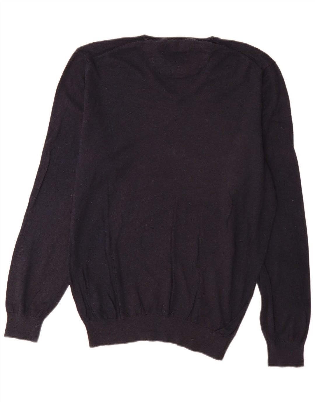 Massimo Dutti Maglione da uomo con scollo a V grande in cotone blu navy