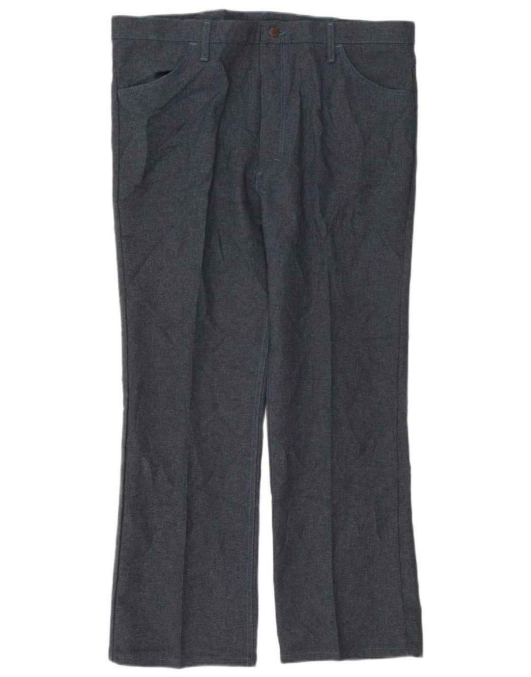 Wrangler Mens Straight Suit Trousers W42 L30 Navy Blue Polyester