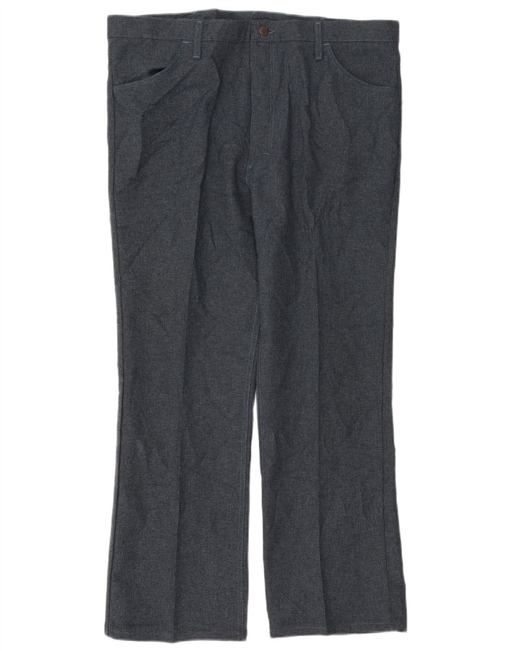 Wrangler Mens Straight Suit Trousers W42 L30 Navy Blue Polyester