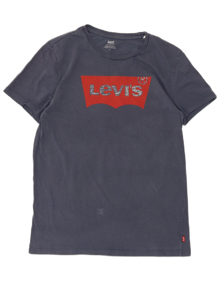 Levi's Womens Graphic T-Shirt Top UK 12 Medium Navy Blue