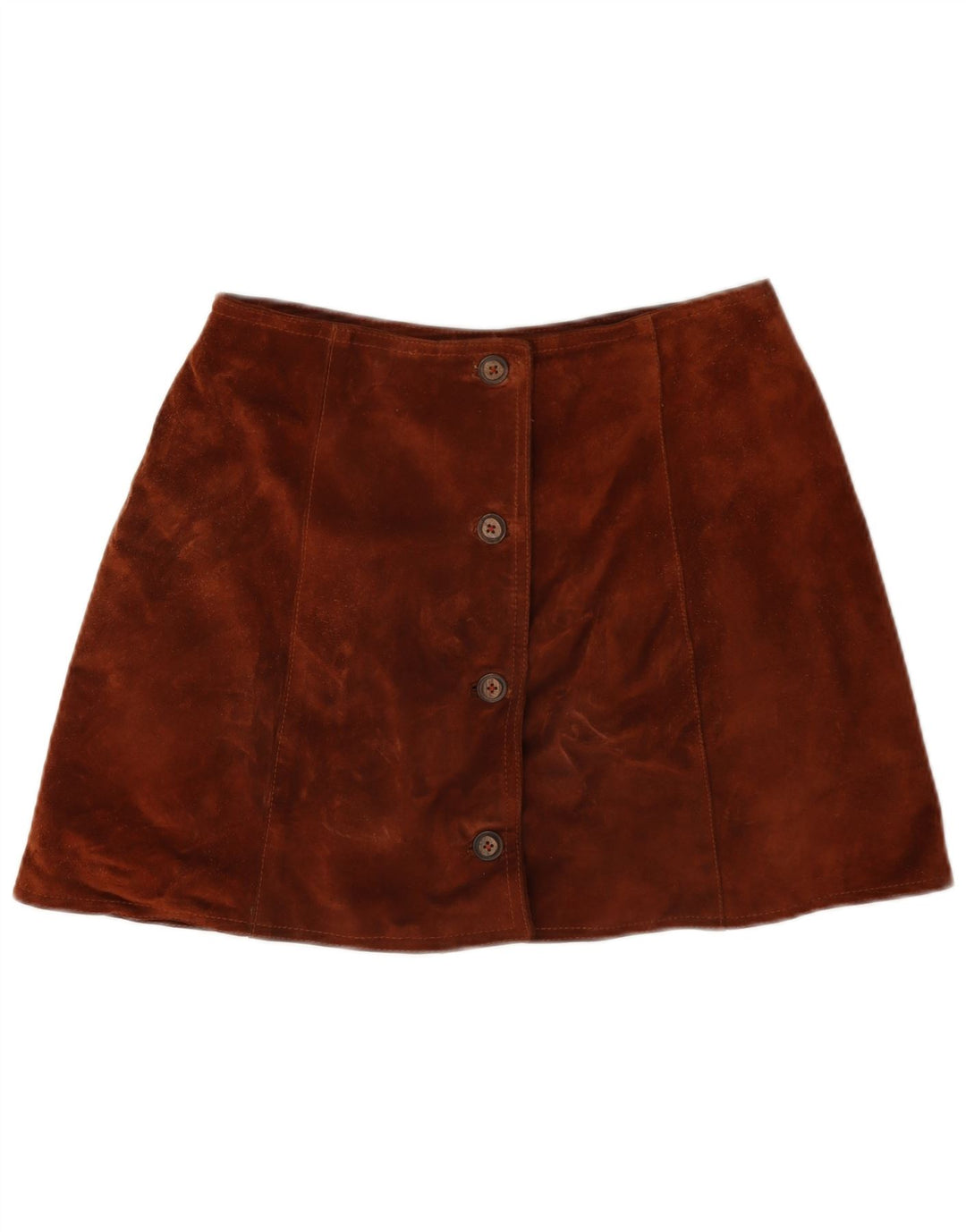 vintage Femme Daim Mini Jupe W28 Brun Moyen