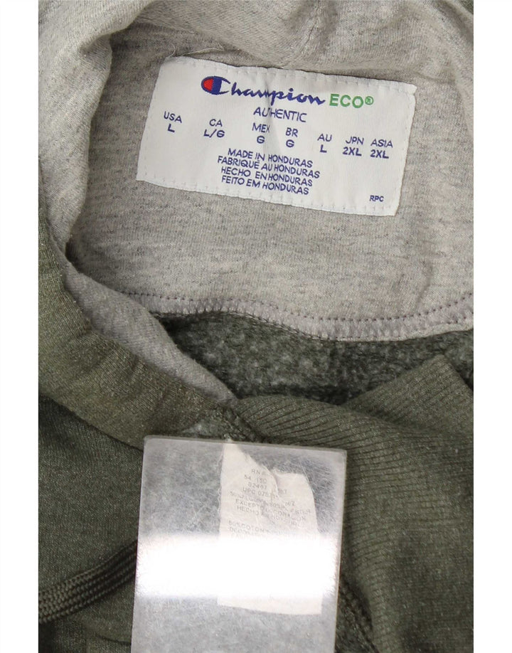 Champion Mens Hoodie Jumper Large Khaki Cotton