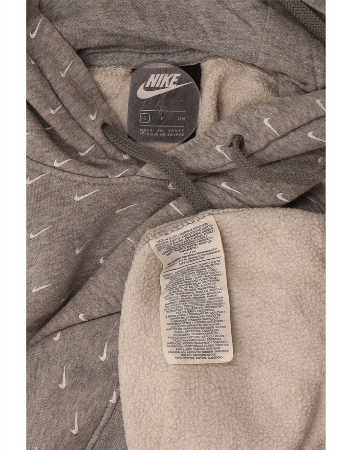 Nike Mens Graphic Hoodie Jumper Small Grey Cotton