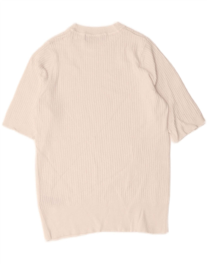 Marks & Spencer Womens Crop Crew Neck Jumper Sweater UK 10 Small White