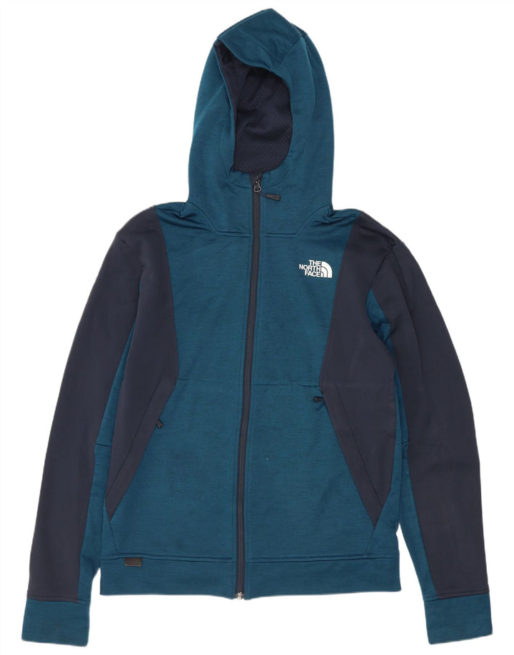 The North Face Mens Zip Hoodie Sweater Small Blue Colourblock Polyester
