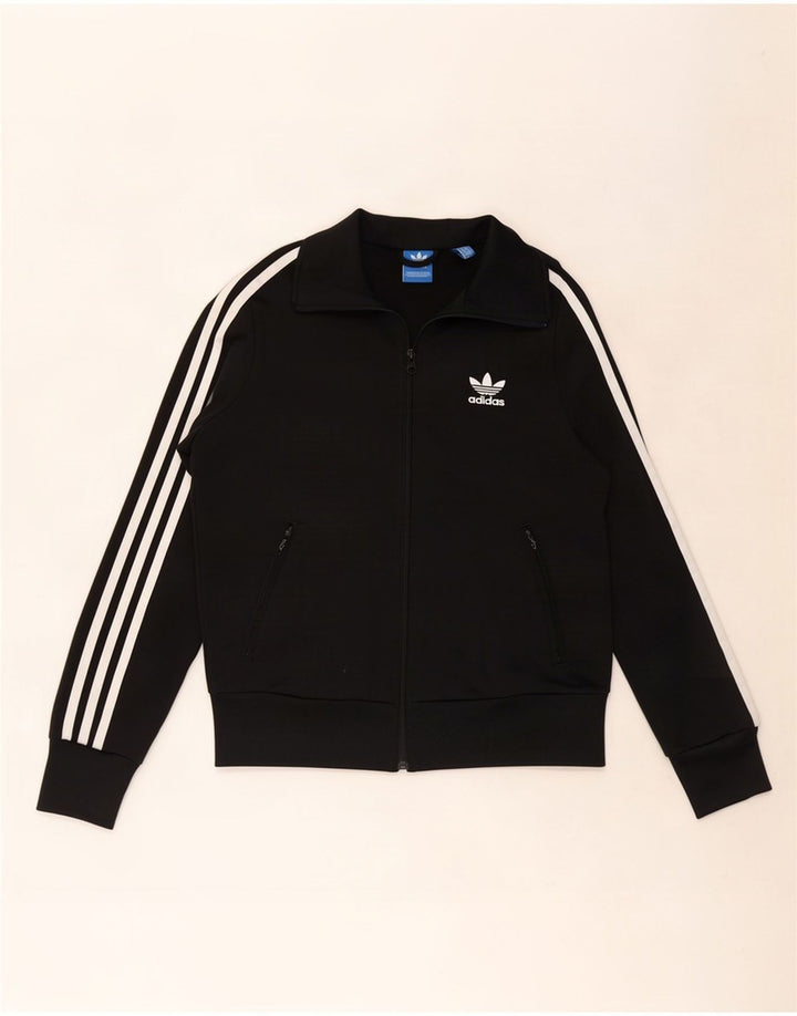 Giacca da ginnastica grafica da donna Adidas UK 10 piccola poliestere nero