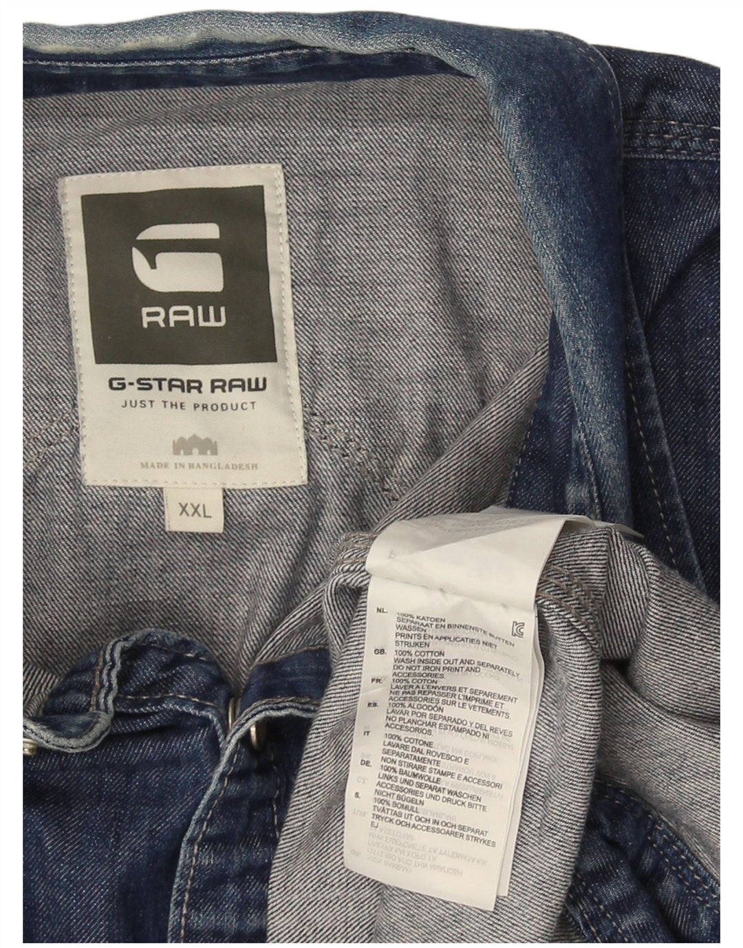 G-Star Herren Jeanshemd 2XL Blaue Baumwolle