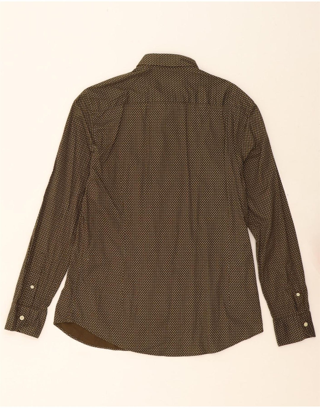 MASSIMO DUTTI Mens Abstract Pattern Shirt Large Khaki Cotton Vintage Massimo Dutti and Second-Hand Massimo Dutti from Messina Hembry 
