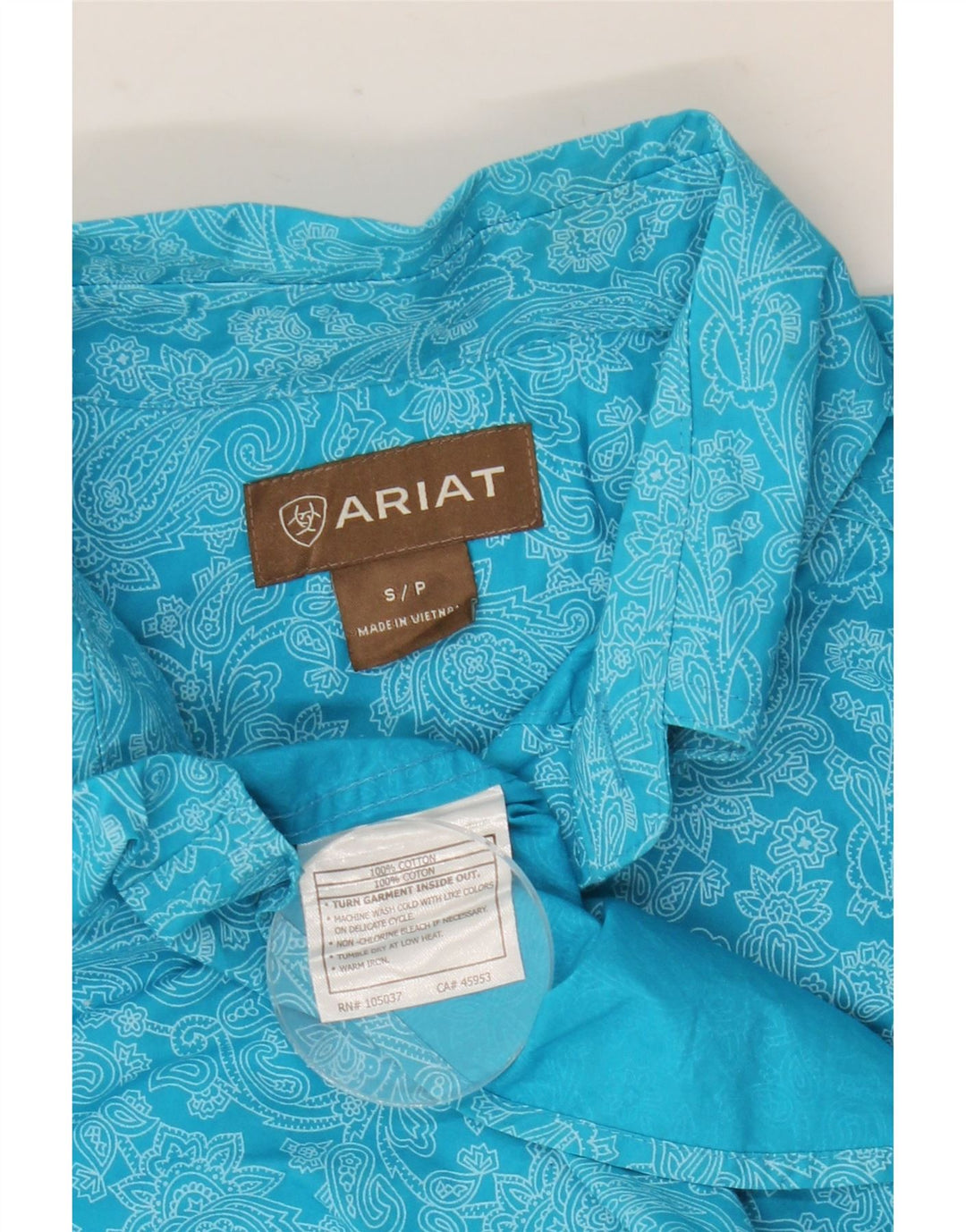 Ariat Herrenhemd, kleine blaue Paisley-Baumwolle