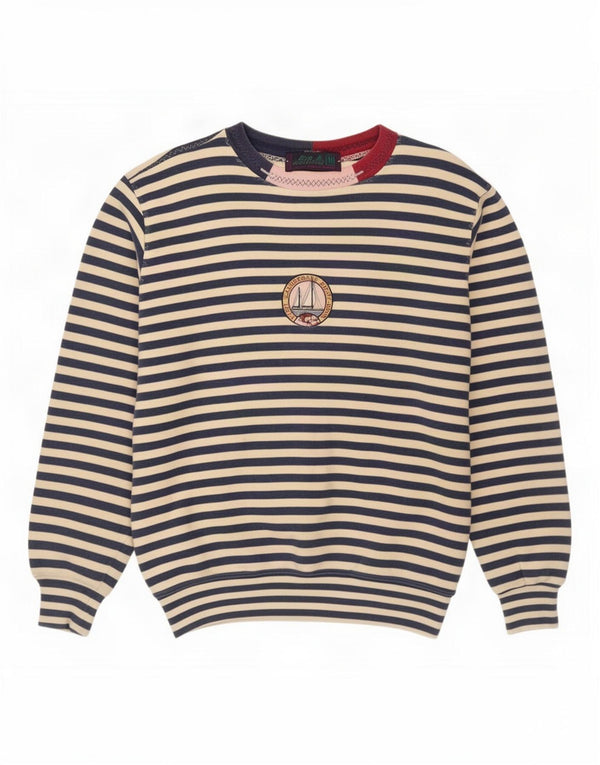 Best Company Mens Sweatshirt Jumper Medium Navy Blue Striped Cotton