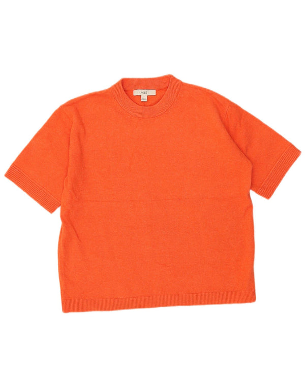 Marks & Spencer Womens Oversized T-Shirt Top UK 10 Small Orange Polyester