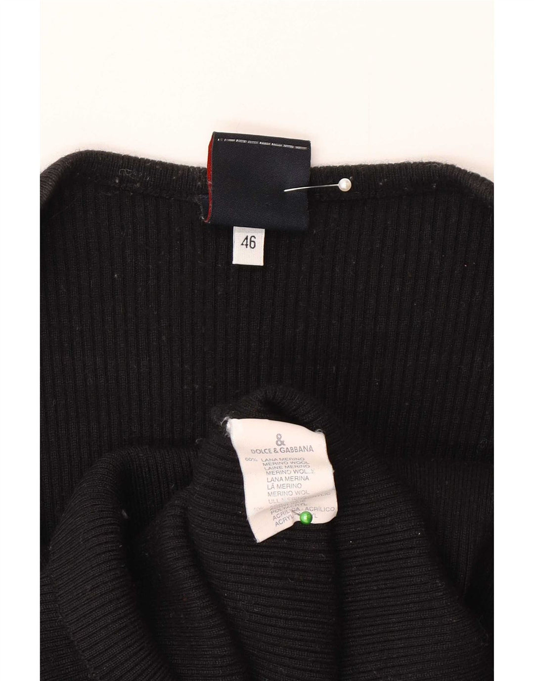 Dolce & Gabbana Womens Top Long Sleeve IT 46 Large Black Merino Wool
