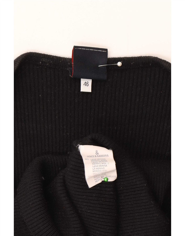 Dolce & Gabbana Womens Top Long Sleeve IT 46 Large Black Merino Wool