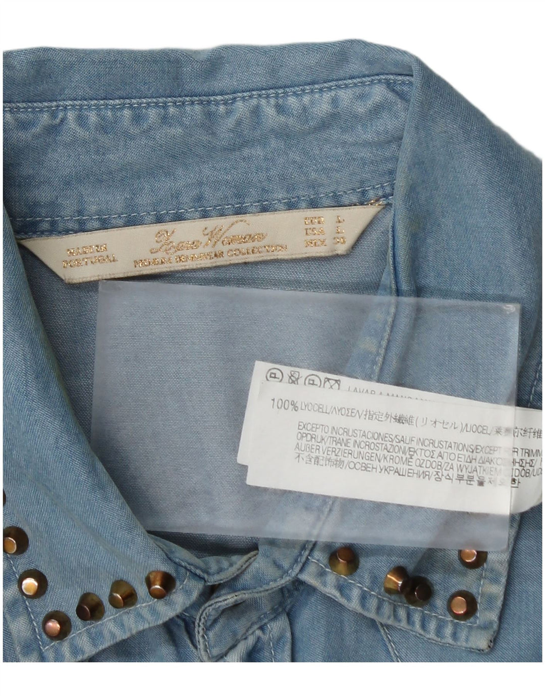 Zara Dame Denim Shirt UK 16 Large Blue Lyocell