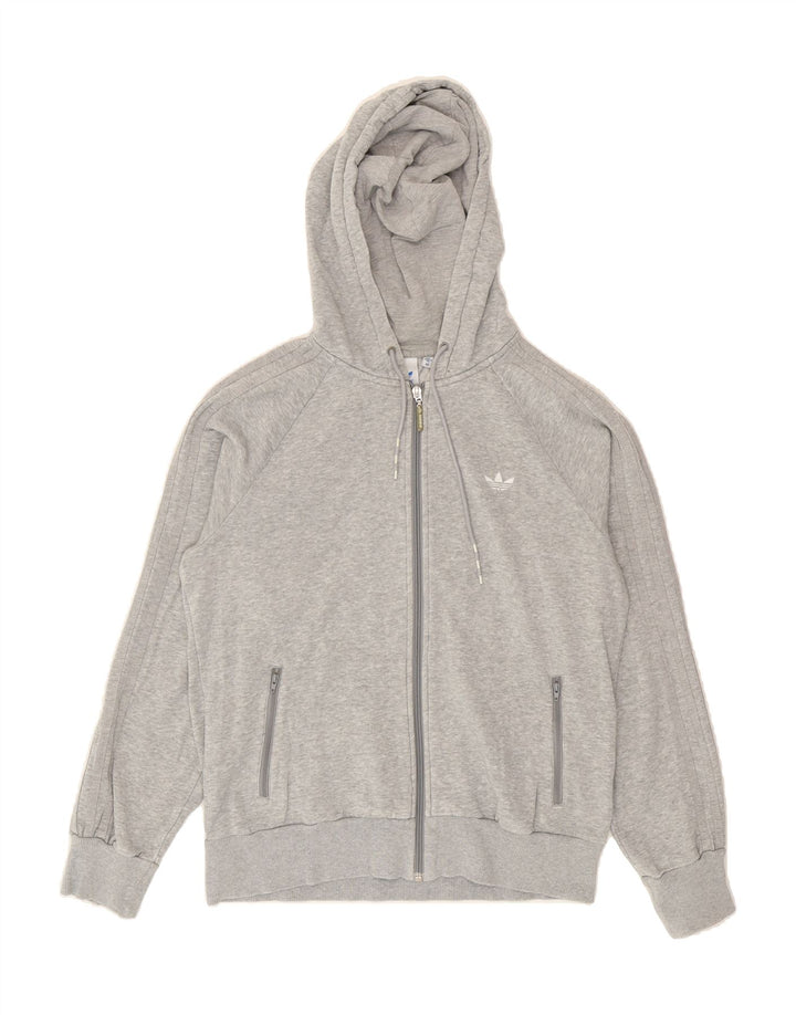 ADIDAS Womens Zip Hoodie Sweater EU 42 Large Grey Cotton Vintage Adidas and Second-Hand Adidas from Messina Hembry 