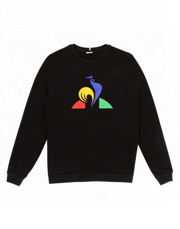 Le Coq Sportif Boys Graphic Sweatshirt Jumper 13-14 Years Black Cotton