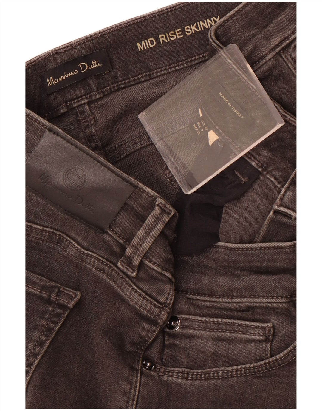 Massimo Dutti Womens Mid Rise Skinny Jeans EU 40 Medium W30 L30 Grey