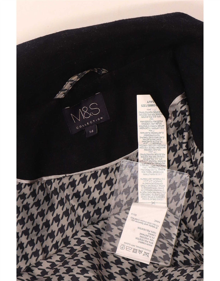 Marks & Spencer Womens Bomber Jacket UK 14 Large Navy Blue Polyester