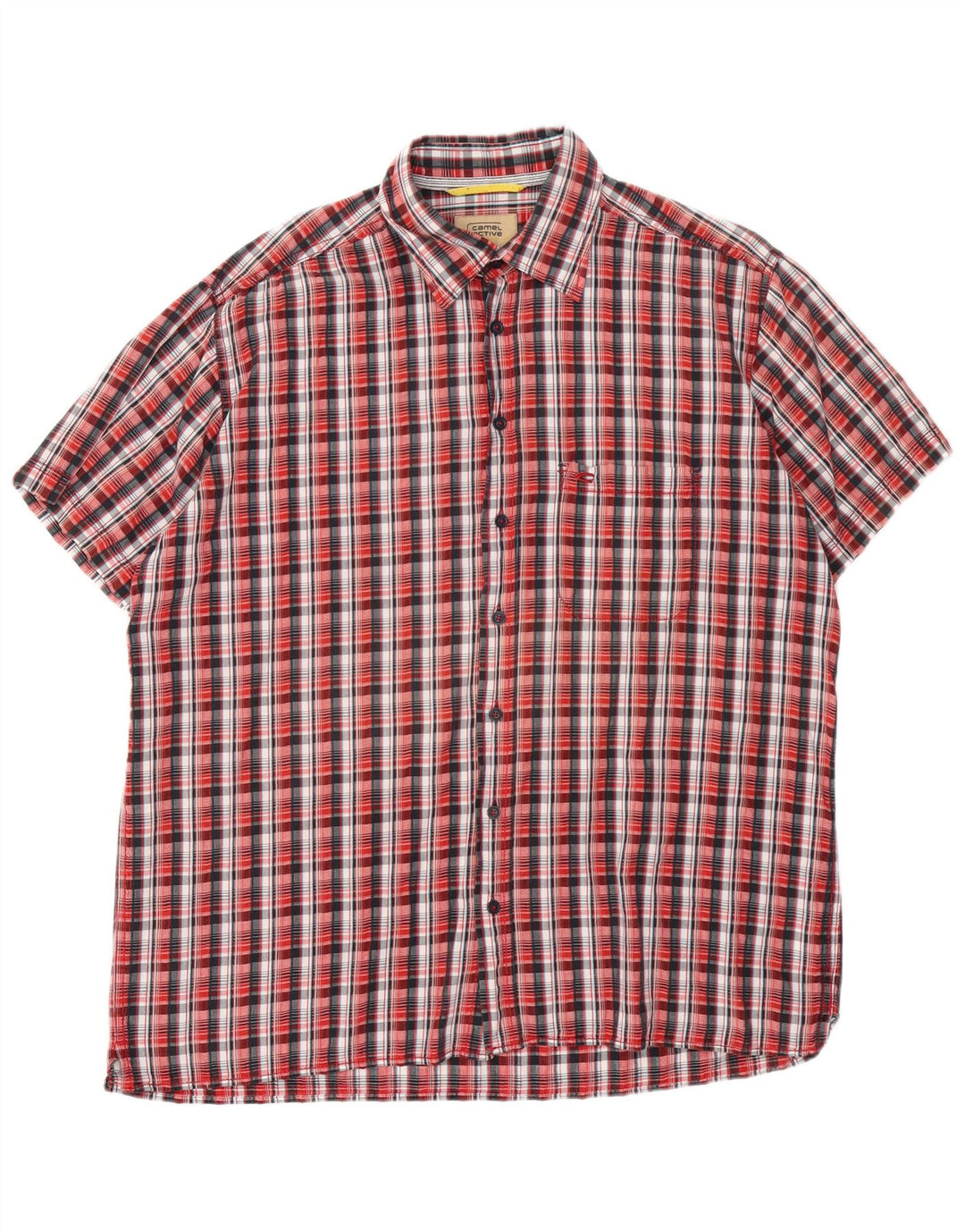 CAMEL ACTIVE Camicia da uomo a maniche corte XL in cotone a quadri rossi