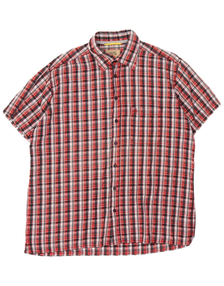 CAMEL ACTIVE Camicia da uomo a maniche corte XL in cotone a quadri rossi