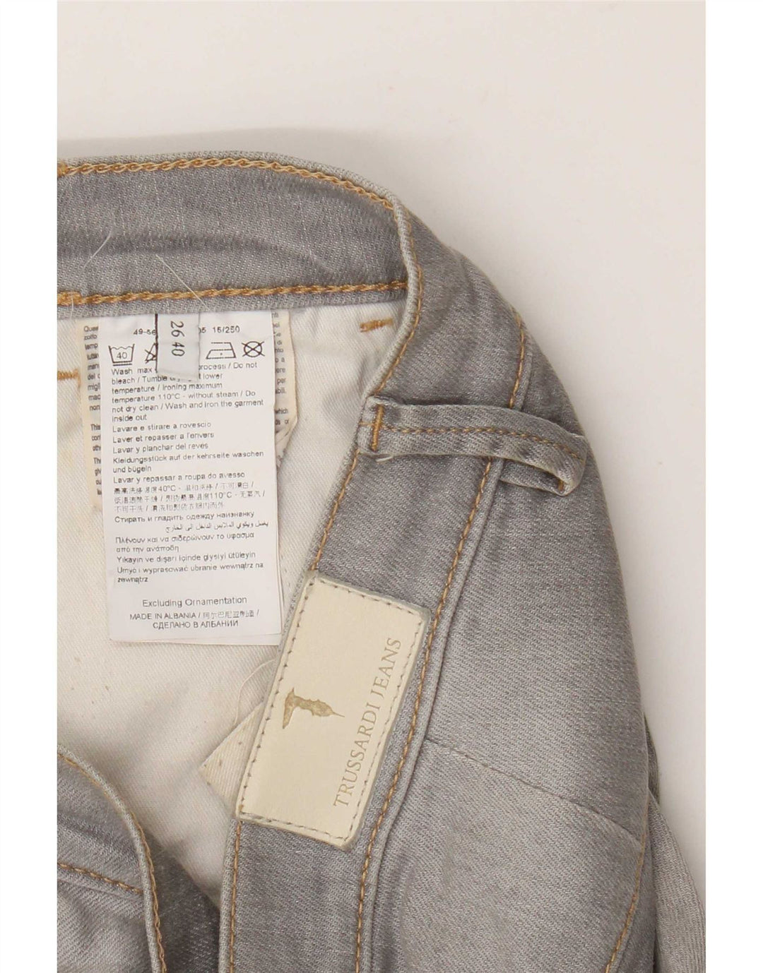 Jeans Trussardi Donna Slim Distressed W26 L30 Cotone Grigio